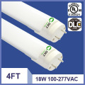hot sales 110lm/w 100-277v dlc ul 18w led lamp tube